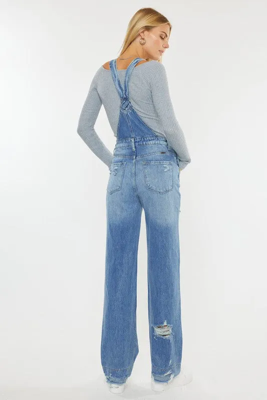 The Melissa Distressed Overall in Medium Wash by Kan Can