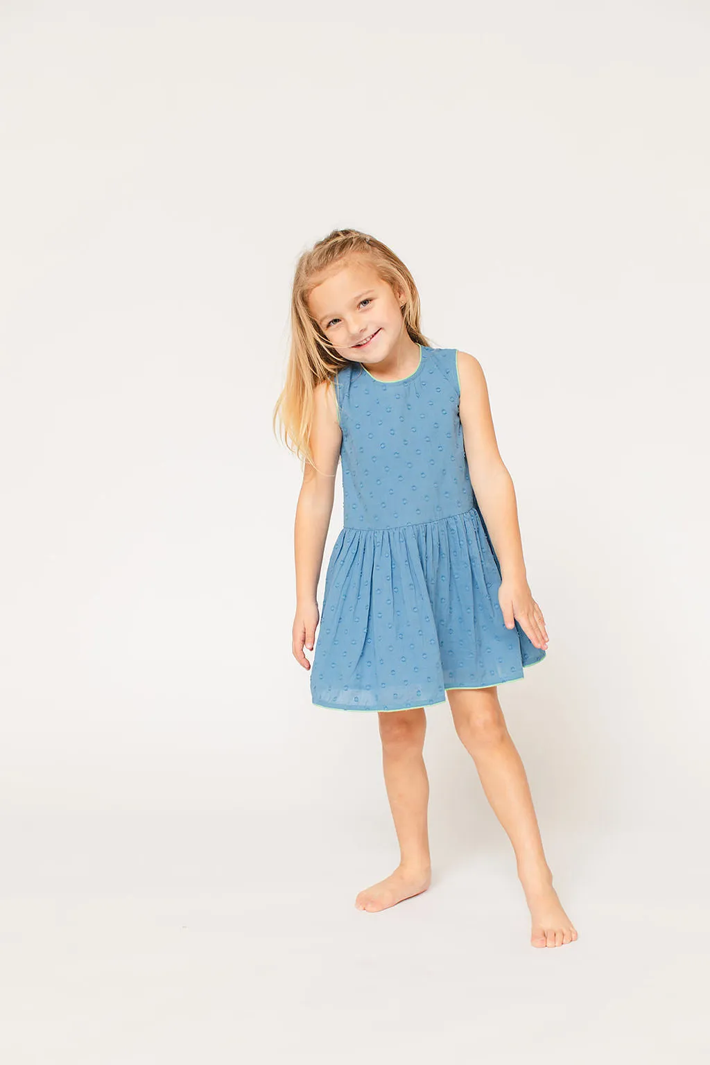 The Sully Dress - Swiss Dot Butterfly Blue