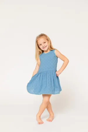 The Sully Dress - Swiss Dot Butterfly Blue