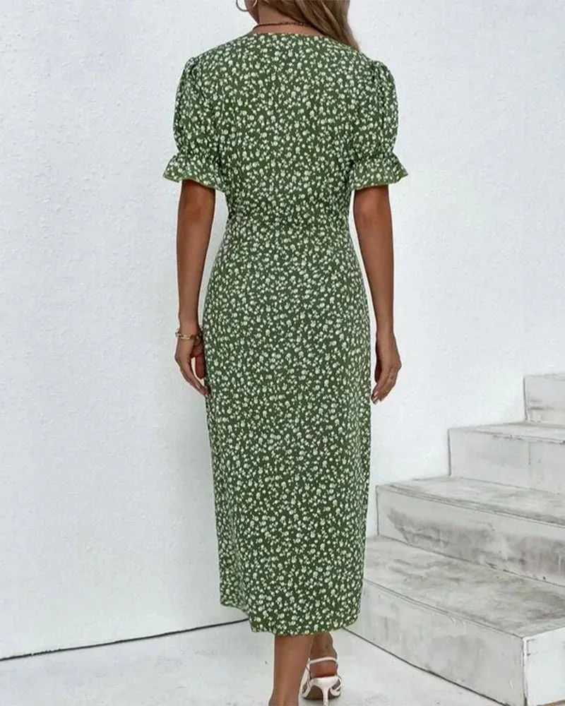 Tine - Short Sleeve Dress with Floral Print