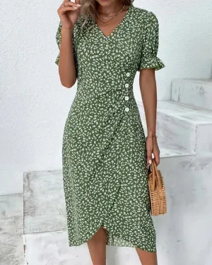 Tine - Short Sleeve Dress with Floral Print