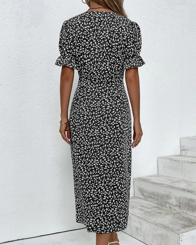 Tine - Short Sleeve Dress with Floral Print
