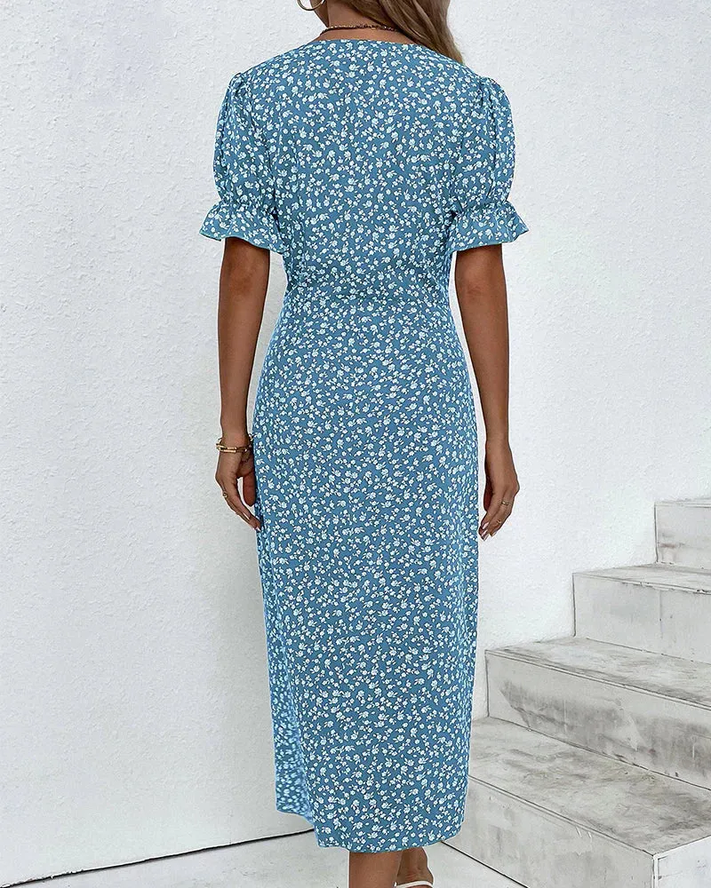 Tine - Short Sleeve Dress with Floral Print