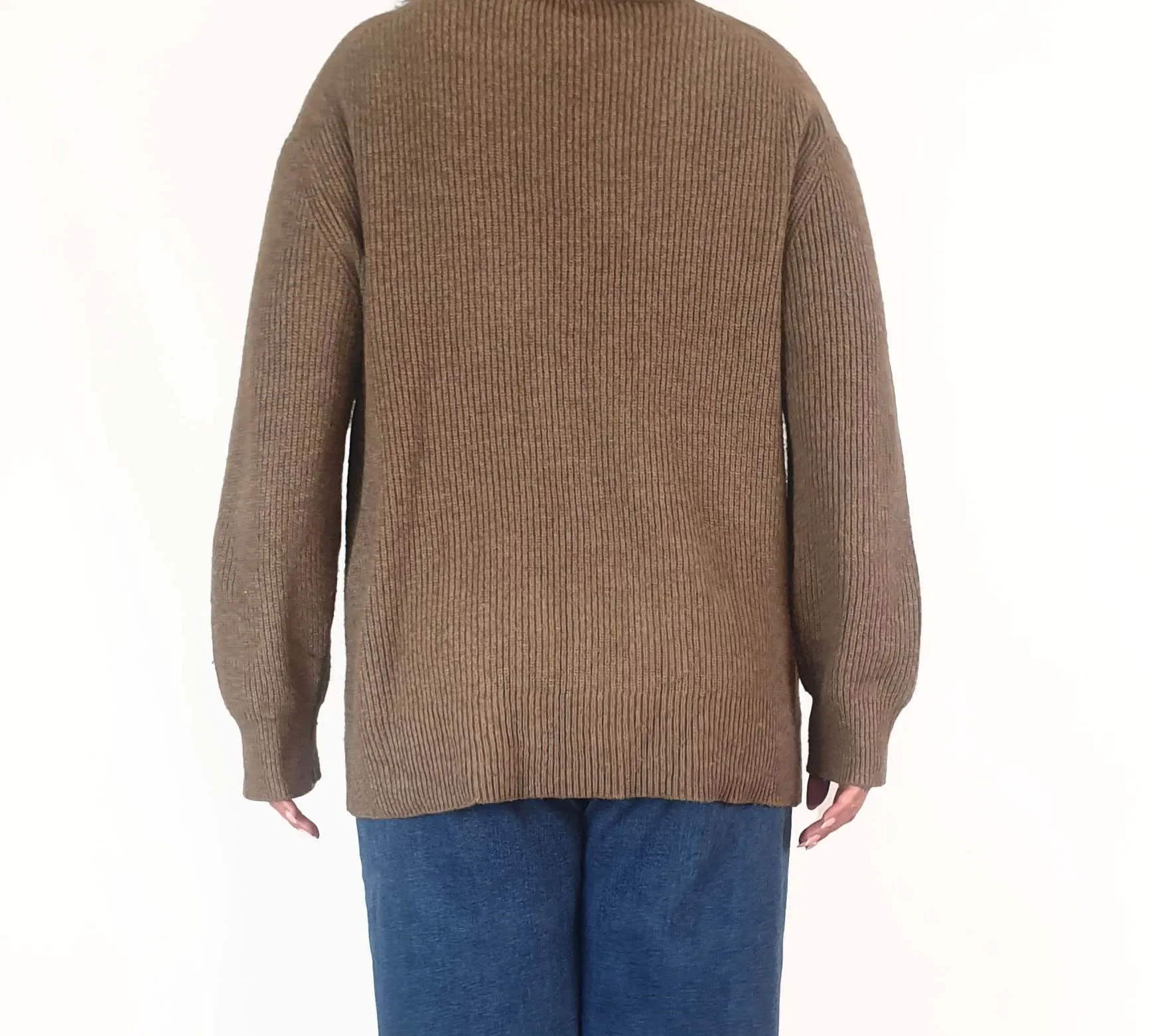 Tirelli brown knit roll neck jumper size XL