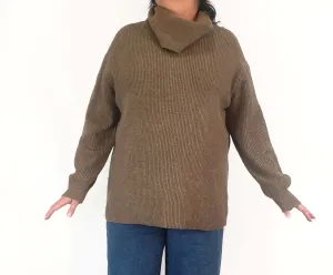 Tirelli brown knit roll neck jumper size XL