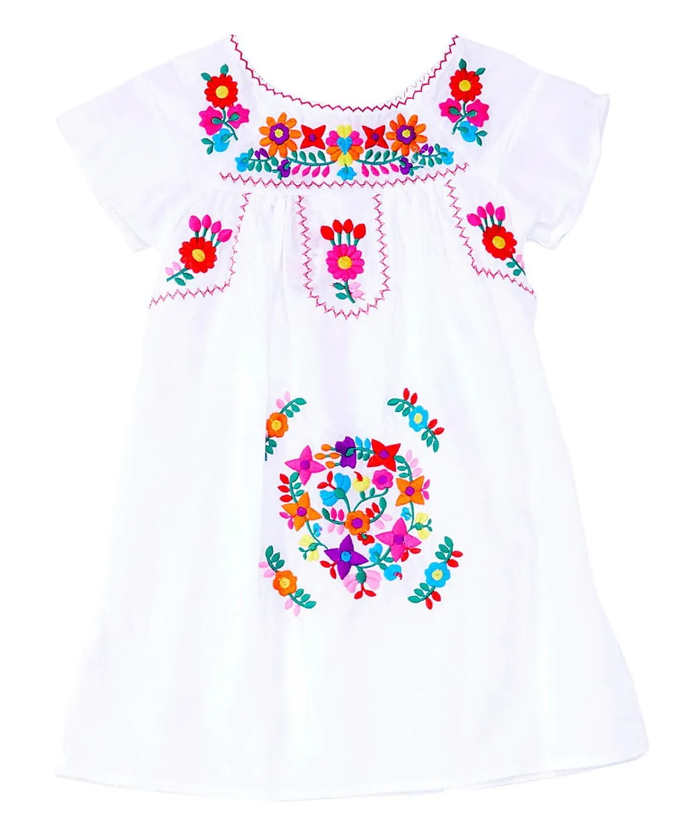 Traditional Mexican Girl Embroidered Dress