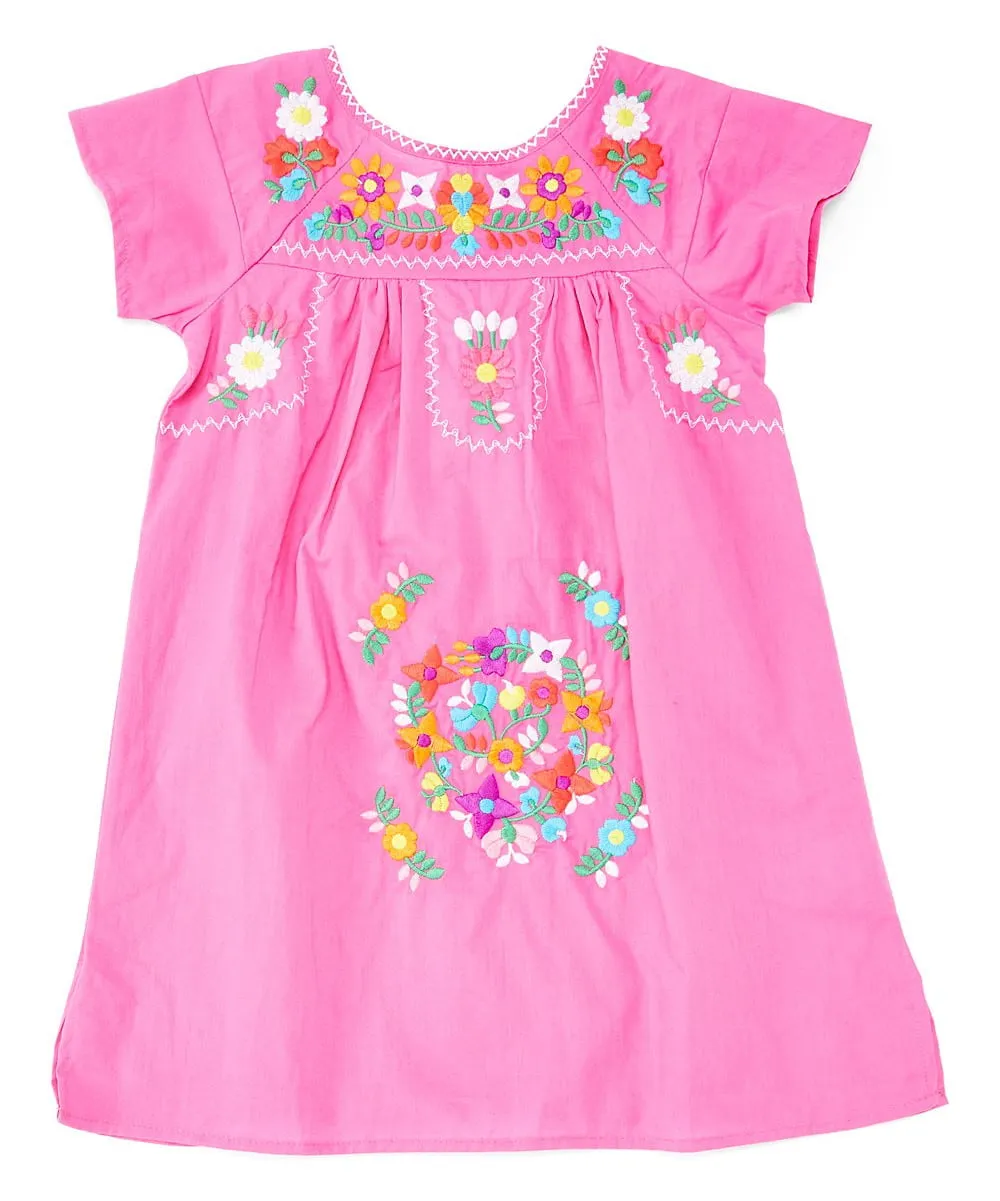 Traditional Mexican Girl Embroidered Dress