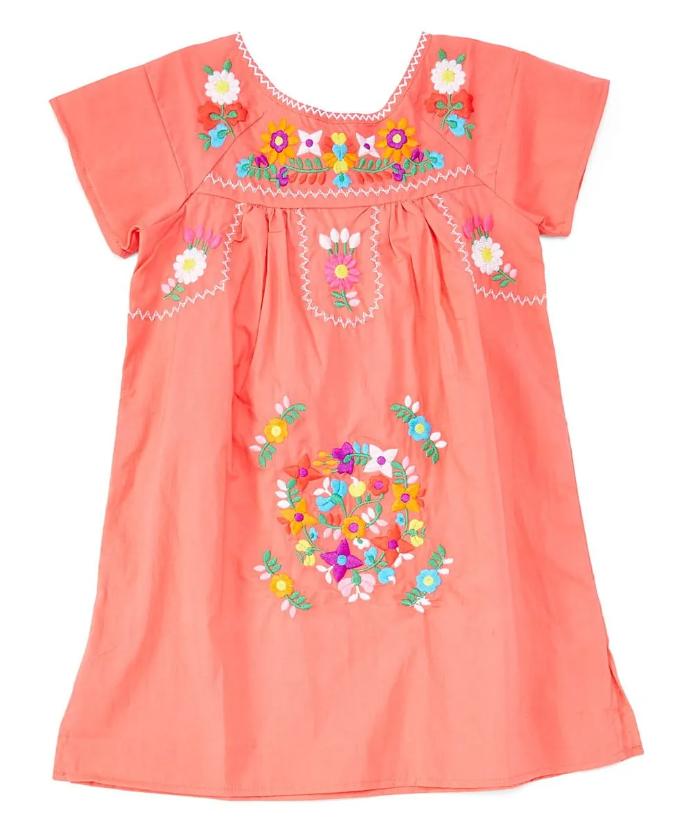Traditional Mexican Girl Embroidered Dress