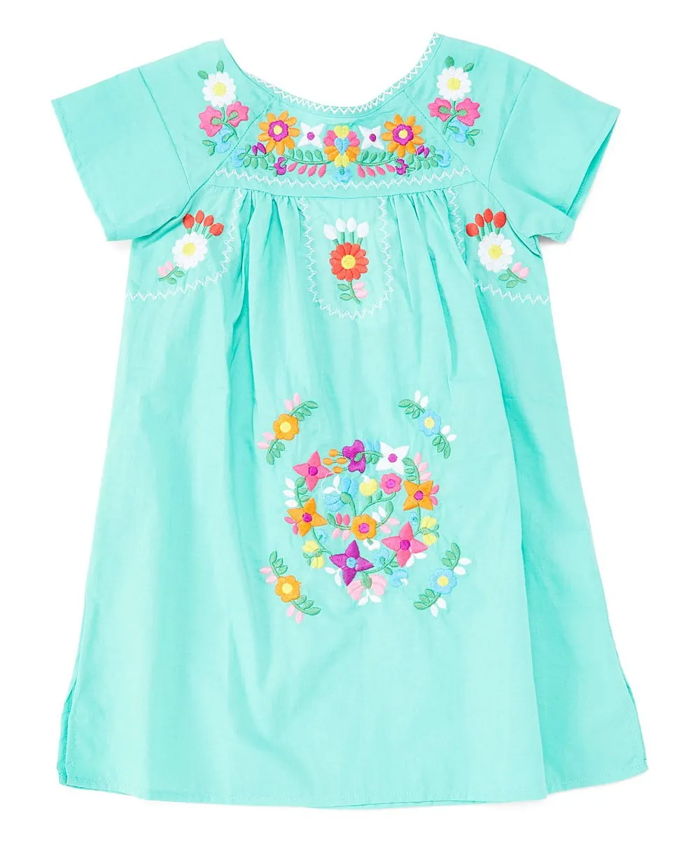 Traditional Mexican Girl Embroidered Dress