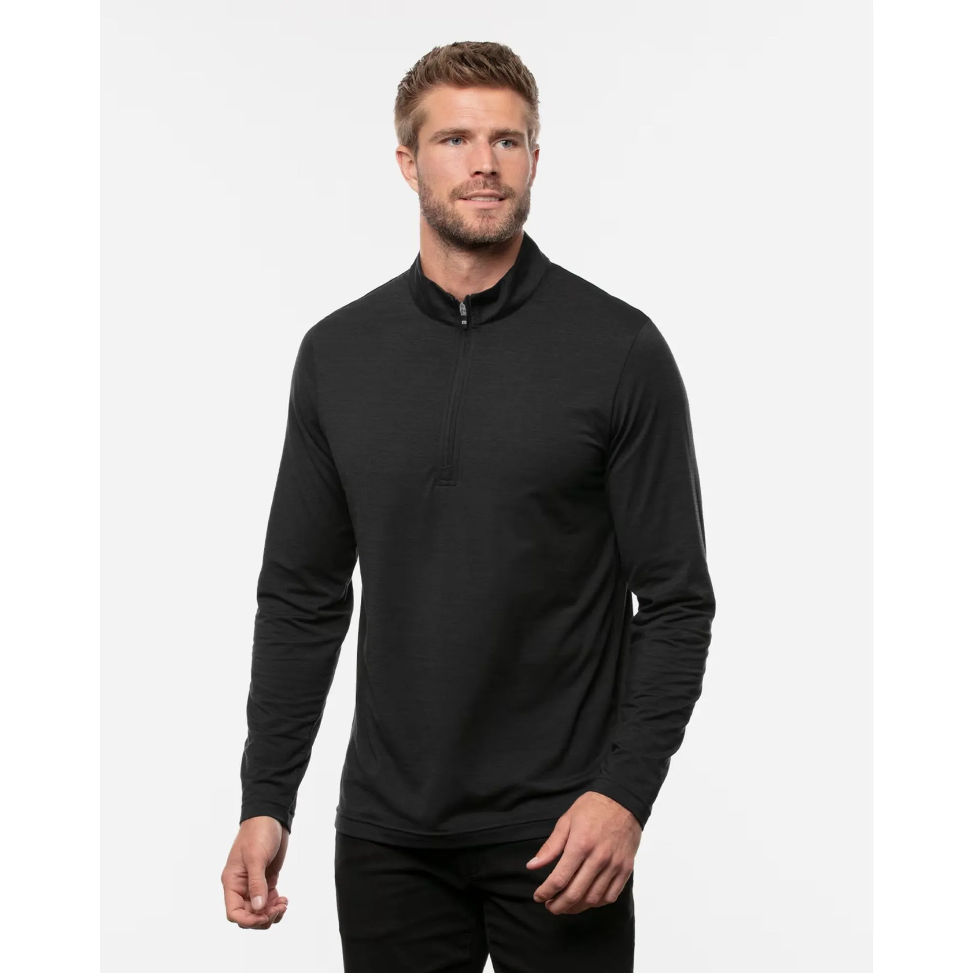 TRAVIS MATHEW MENS HAVASU 1/4 ZIP PULLOVER - BLACK