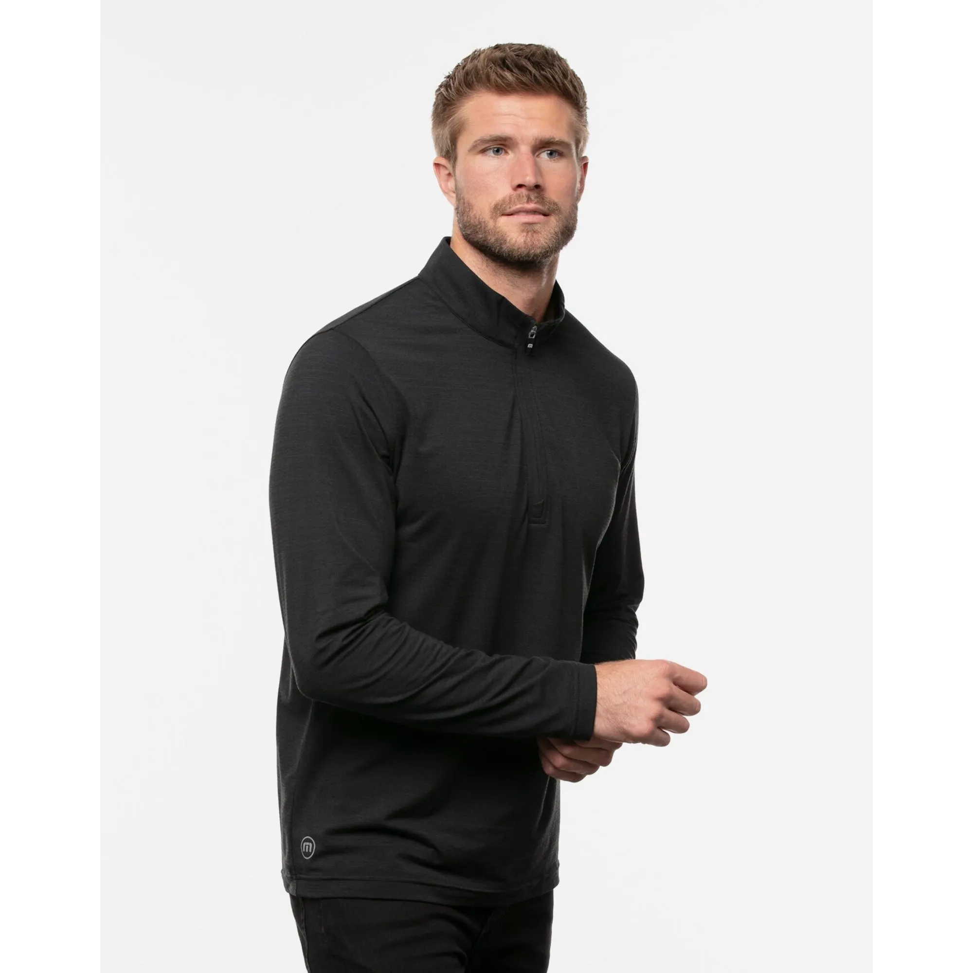 TRAVIS MATHEW MENS HAVASU 1/4 ZIP PULLOVER - BLACK