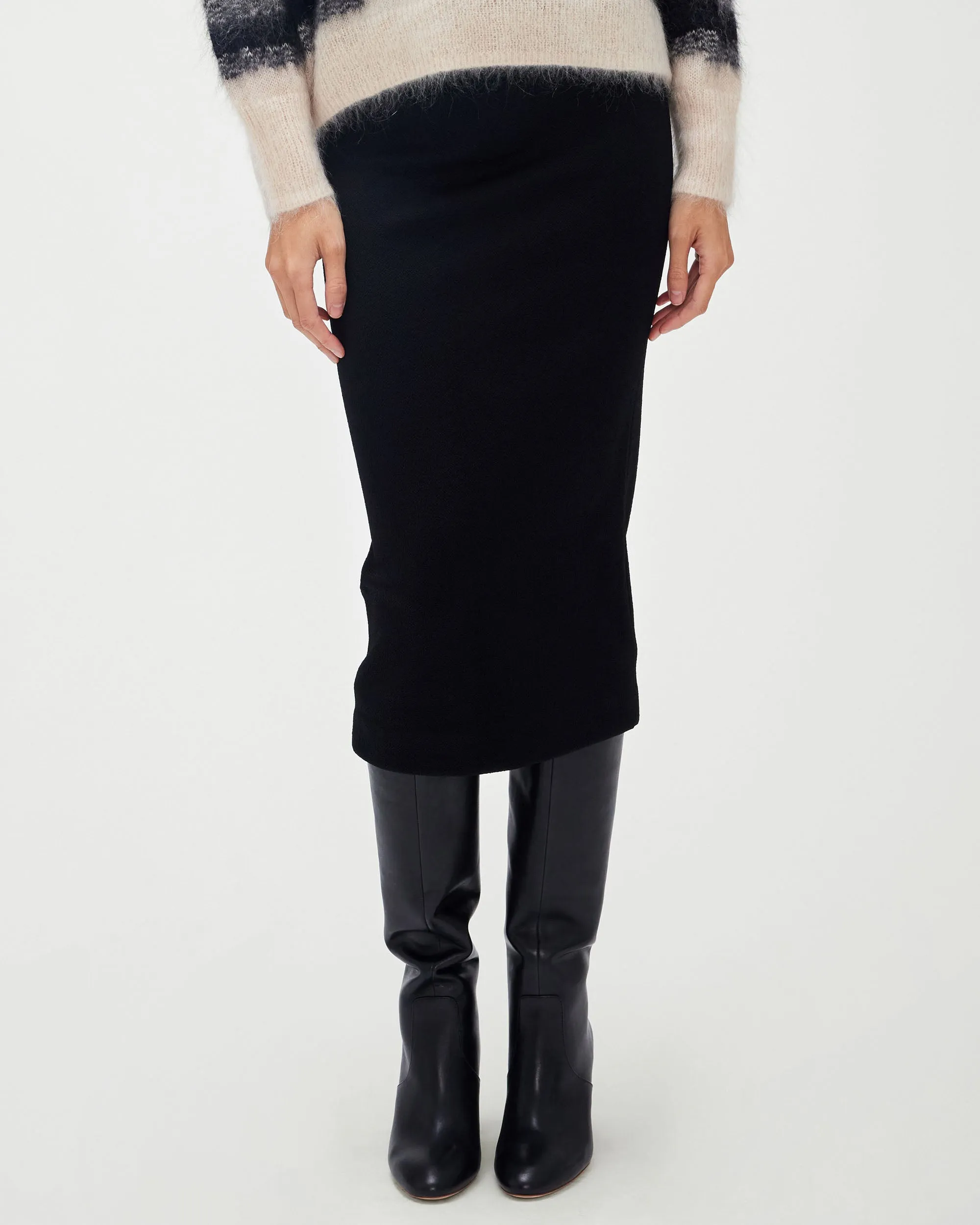 Tube Skirt in Black Stretch Jacquard