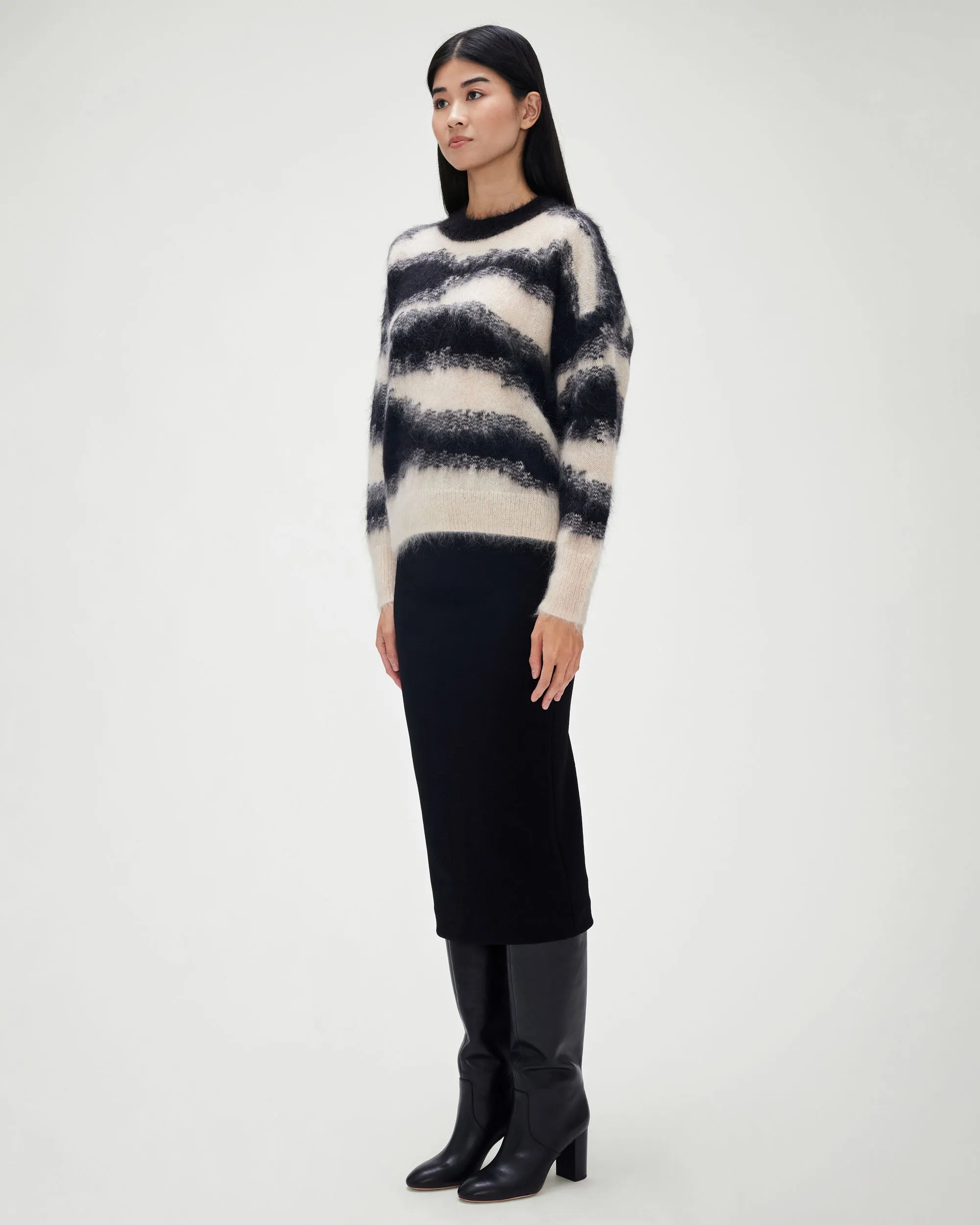 Tube Skirt in Black Stretch Jacquard