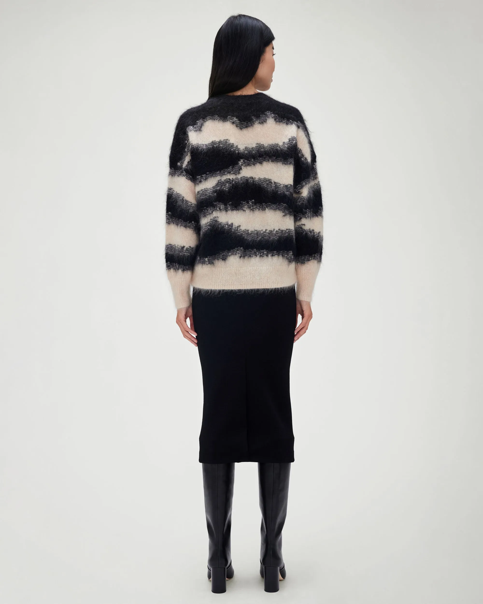 Tube Skirt in Black Stretch Jacquard