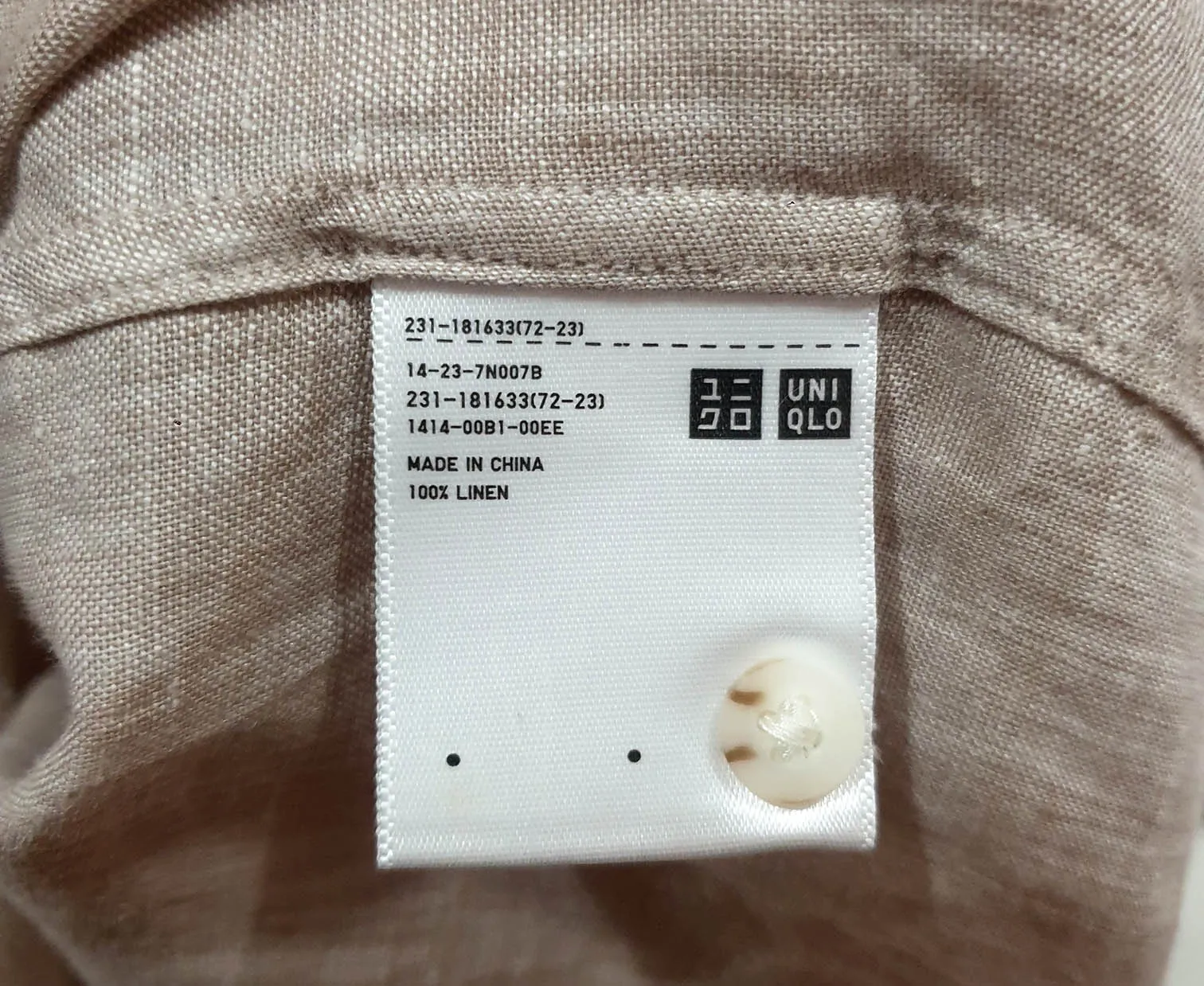 Uniqlo tan linen shirt size XXL