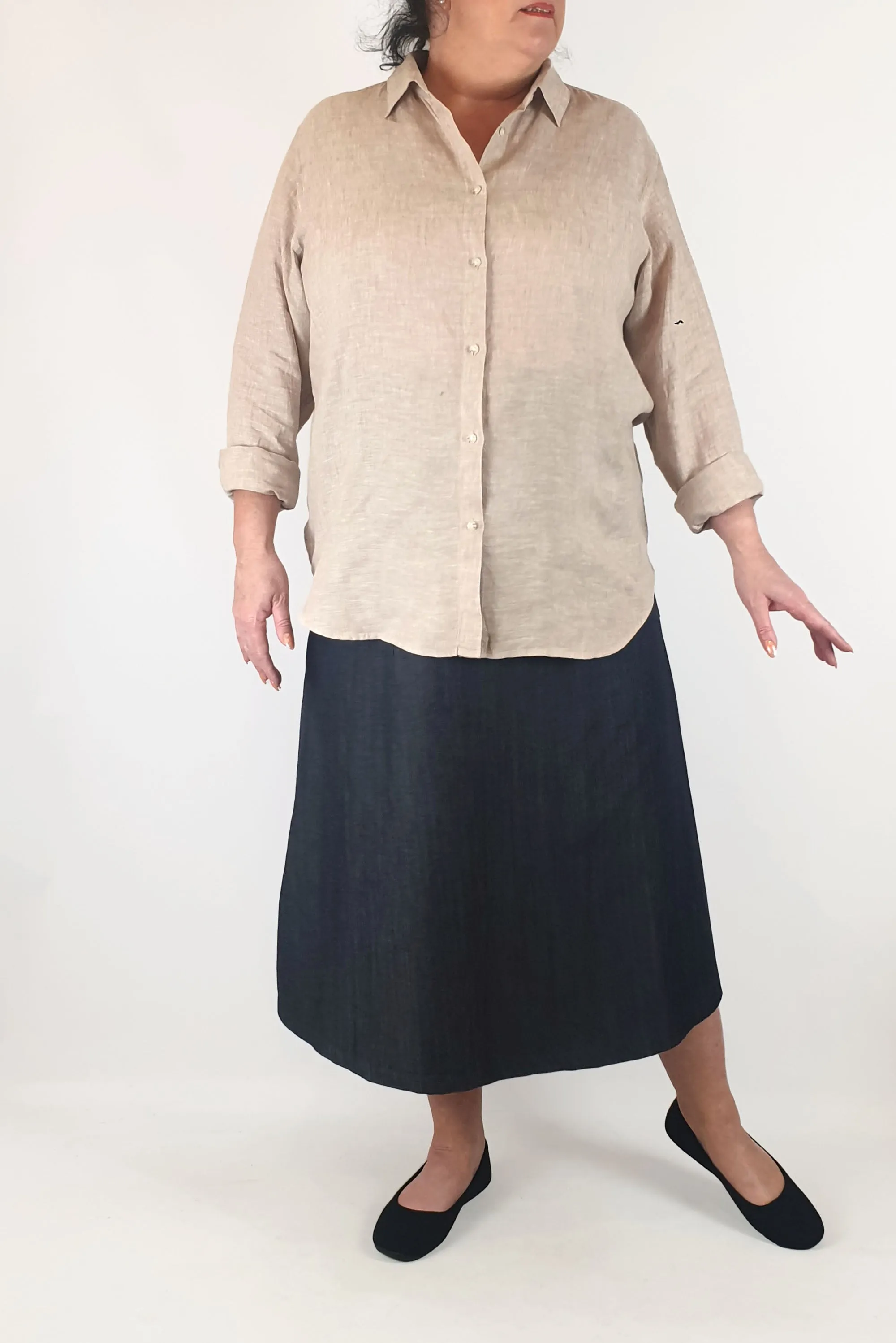 Uniqlo tan linen shirt size XXL