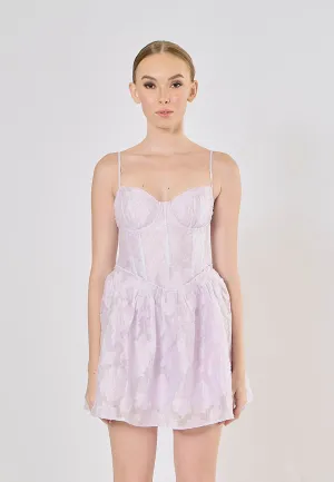 Vatican Lilac Floral Pattern Bustier Corset Midi Dress