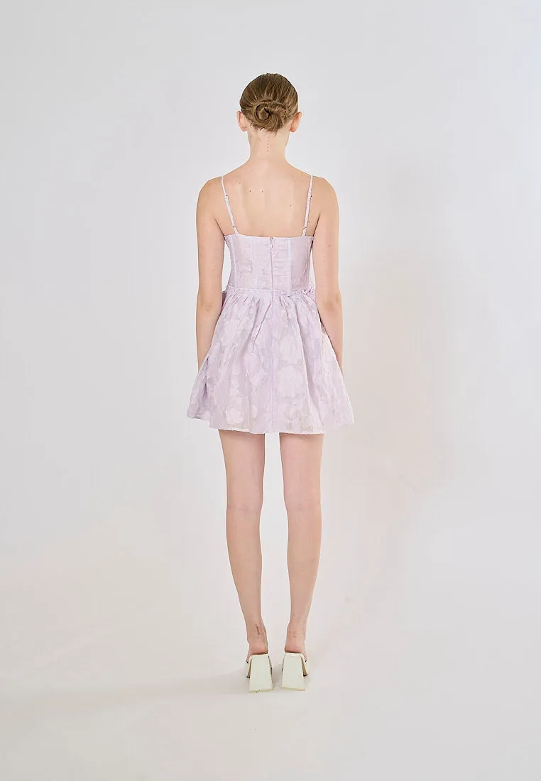 Vatican Lilac Floral Pattern Bustier Corset Midi Dress