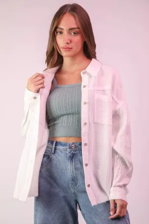 VERY J Plus Size Mineral Washed Gauze Shirt Top