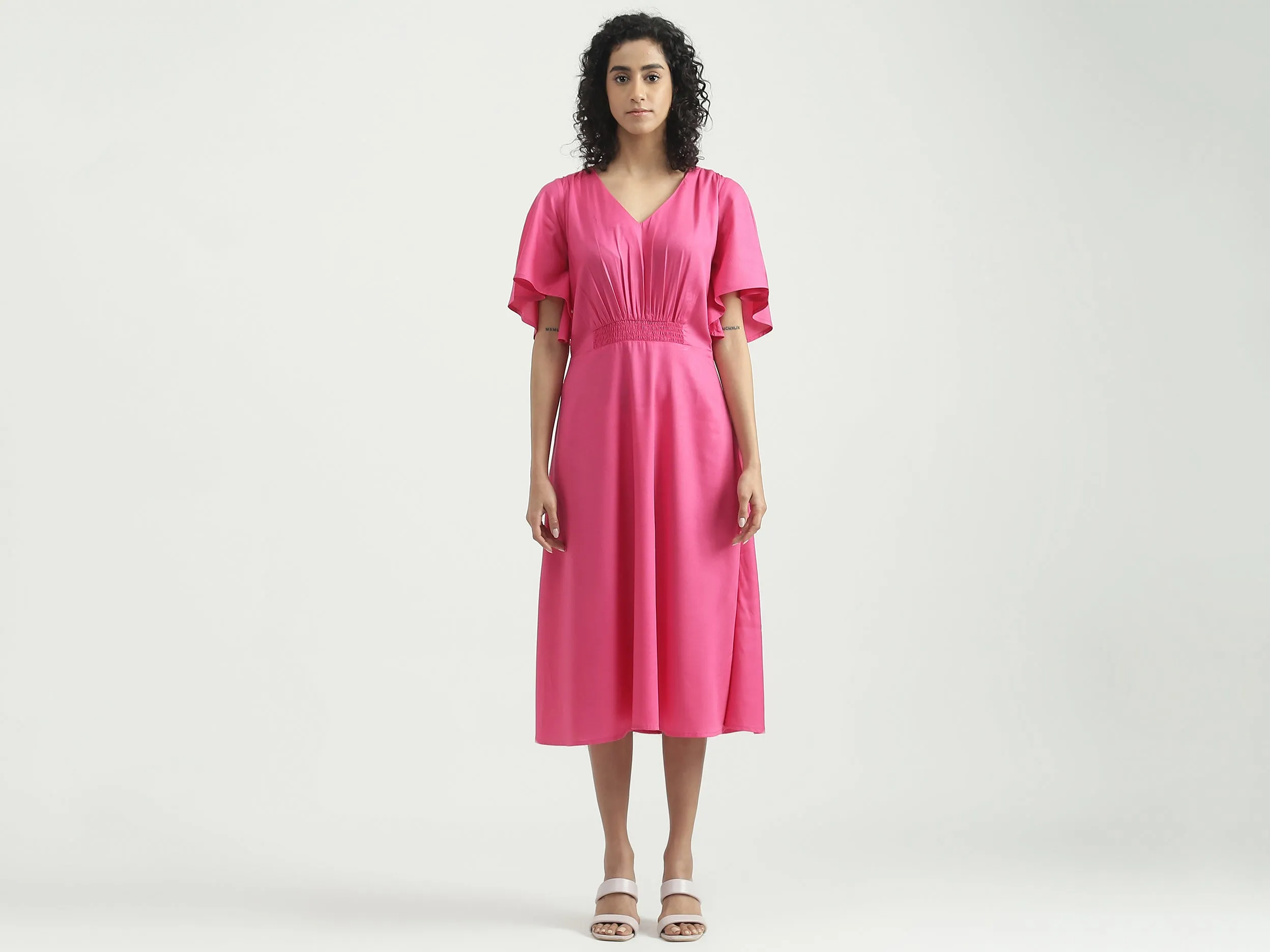 Viscose Solid V-Neck Women Dresses