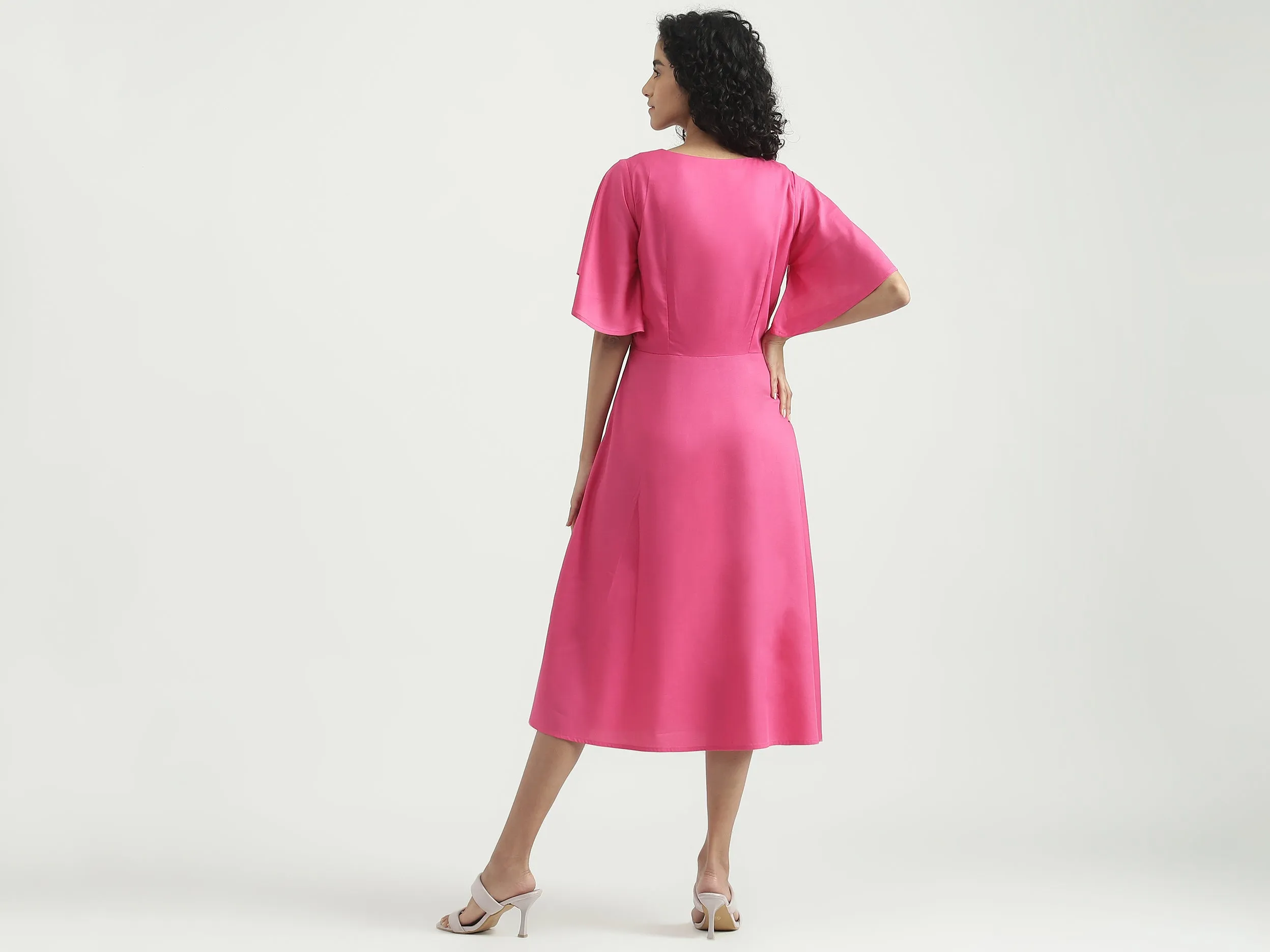 Viscose Solid V-Neck Women Dresses