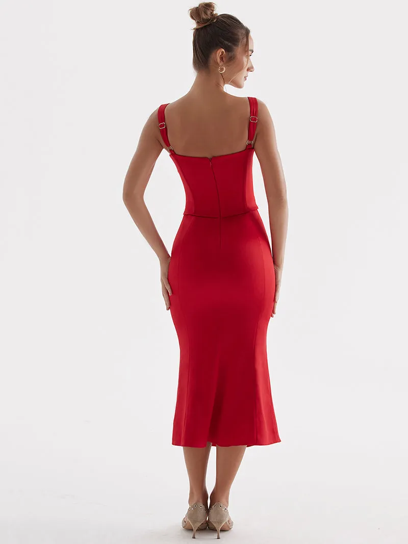 Vivian Spaghetti Strap Backless Midi Dress