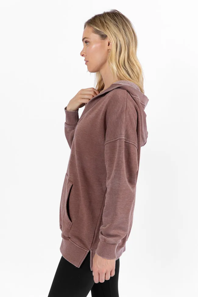 Ways To Go Brown Acid Wash Oversized Hoodie FINAL SALE