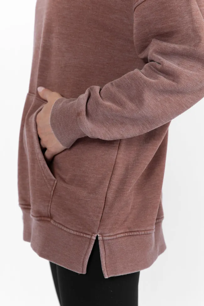 Ways To Go Brown Acid Wash Oversized Hoodie FINAL SALE