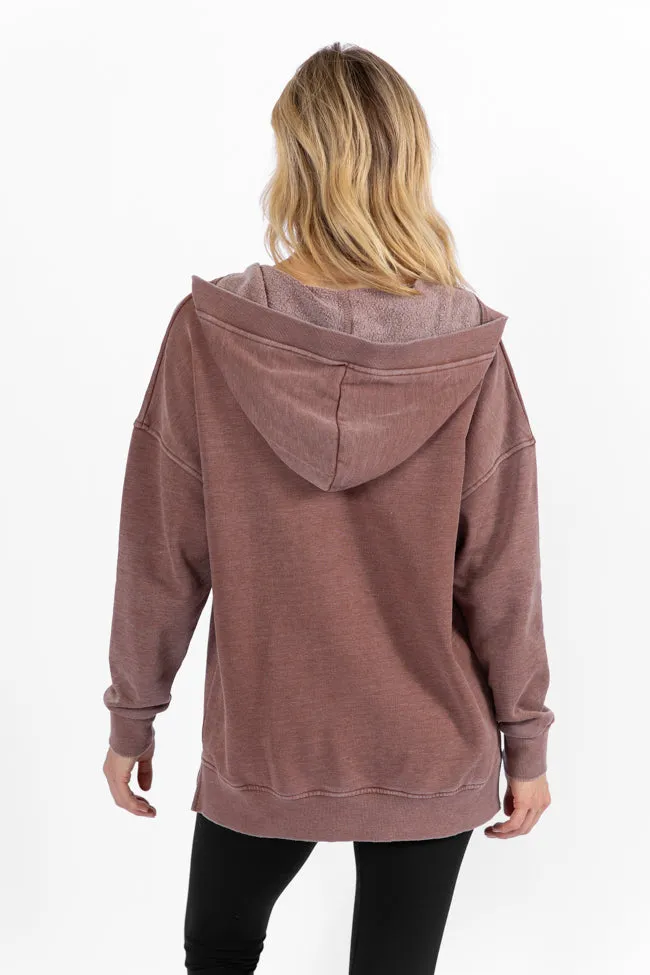 Ways To Go Brown Acid Wash Oversized Hoodie FINAL SALE