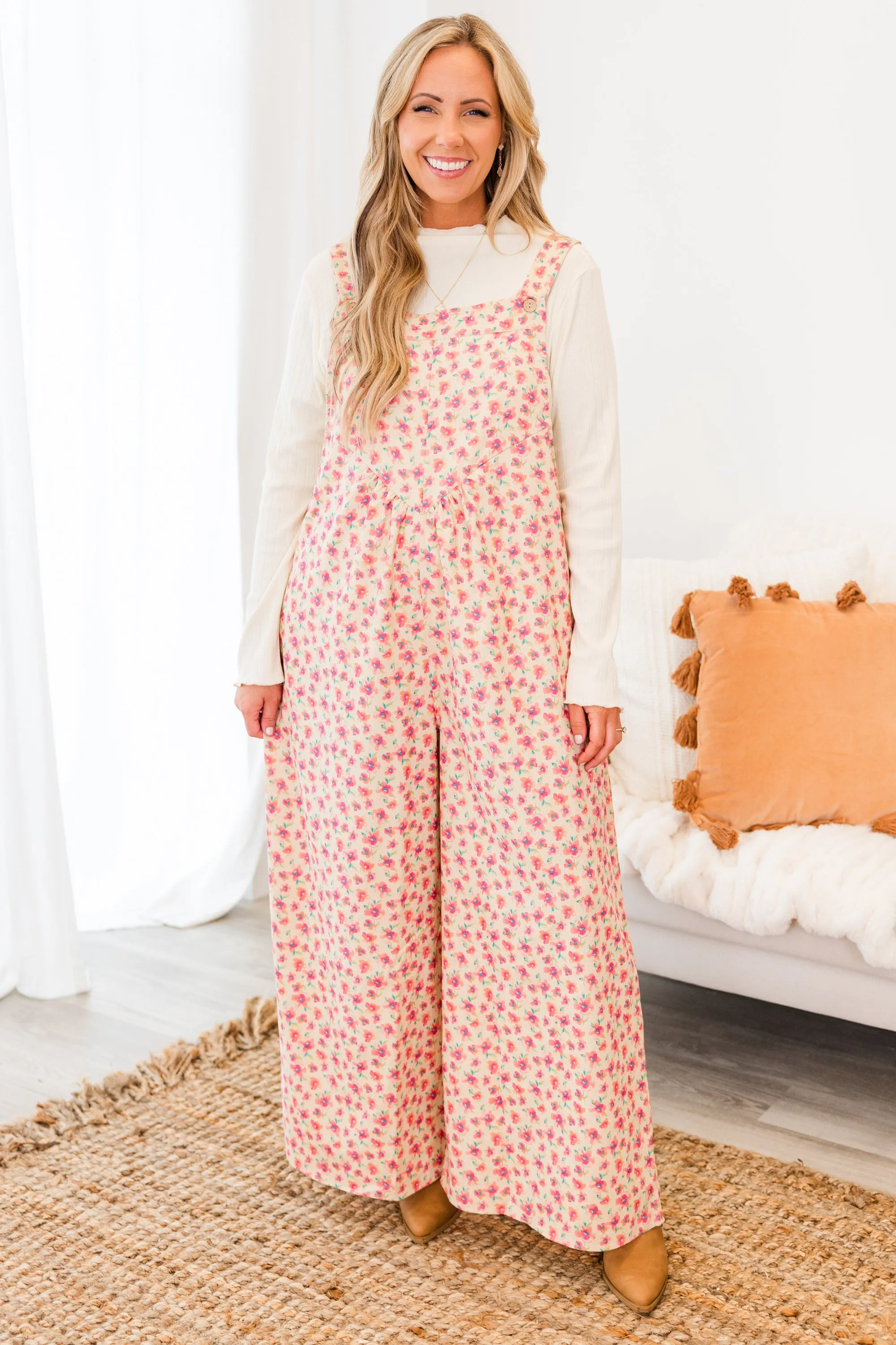 Where We Began Jumpsuit, Cream Multi