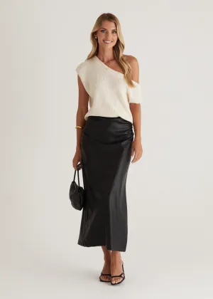 Whisky PU Midi Skirt - Black
