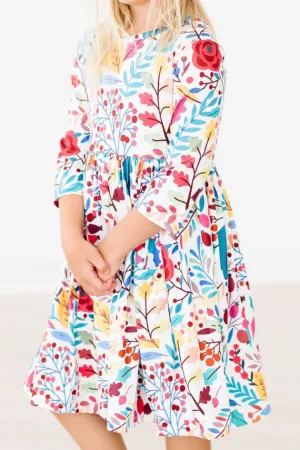 Winter Berries 3/4 Sleeve Pocket Twirl Dress