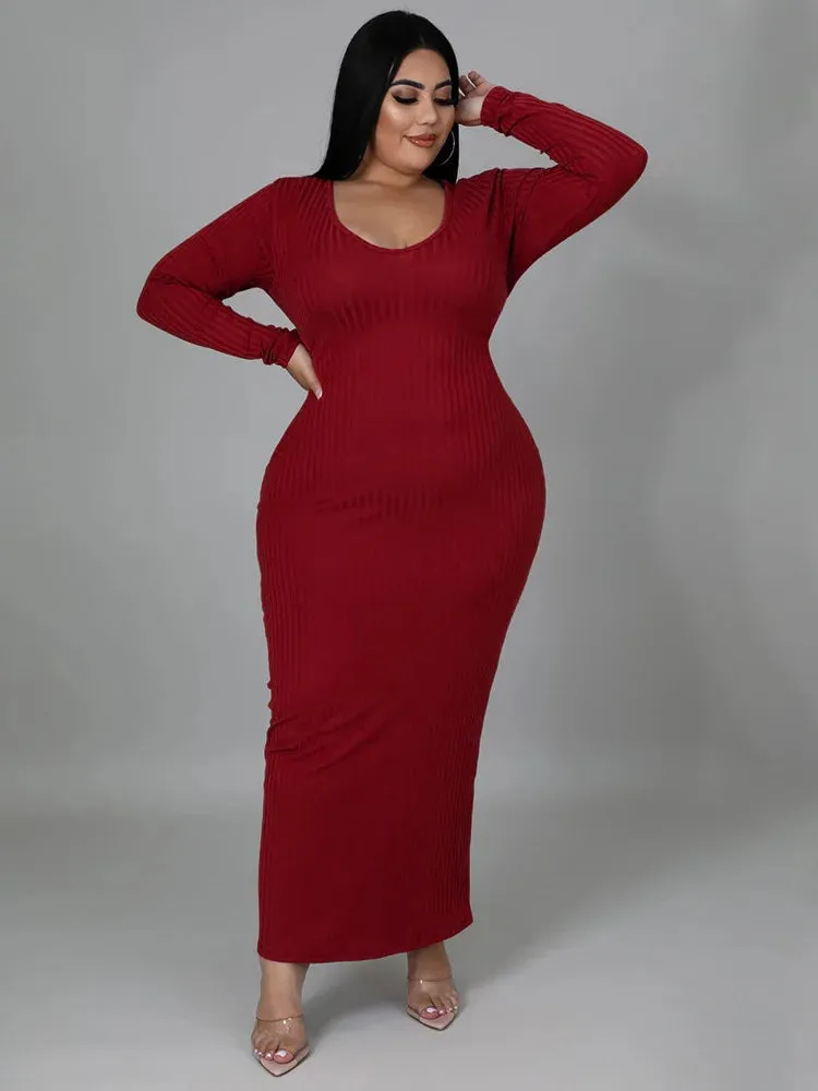Wmstar Plus Size Women Dresses 5xl Super Stretch Ribbing Sexy Hollow Out Back Bandage Elegant Maxi Dress Wholesale Dropshipping