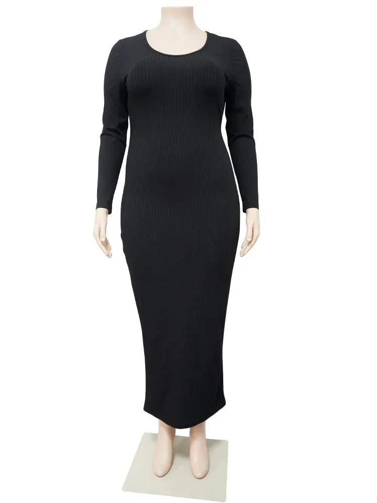 Wmstar Plus Size Women Dresses 5xl Super Stretch Ribbing Sexy Hollow Out Back Bandage Elegant Maxi Dress Wholesale Dropshipping