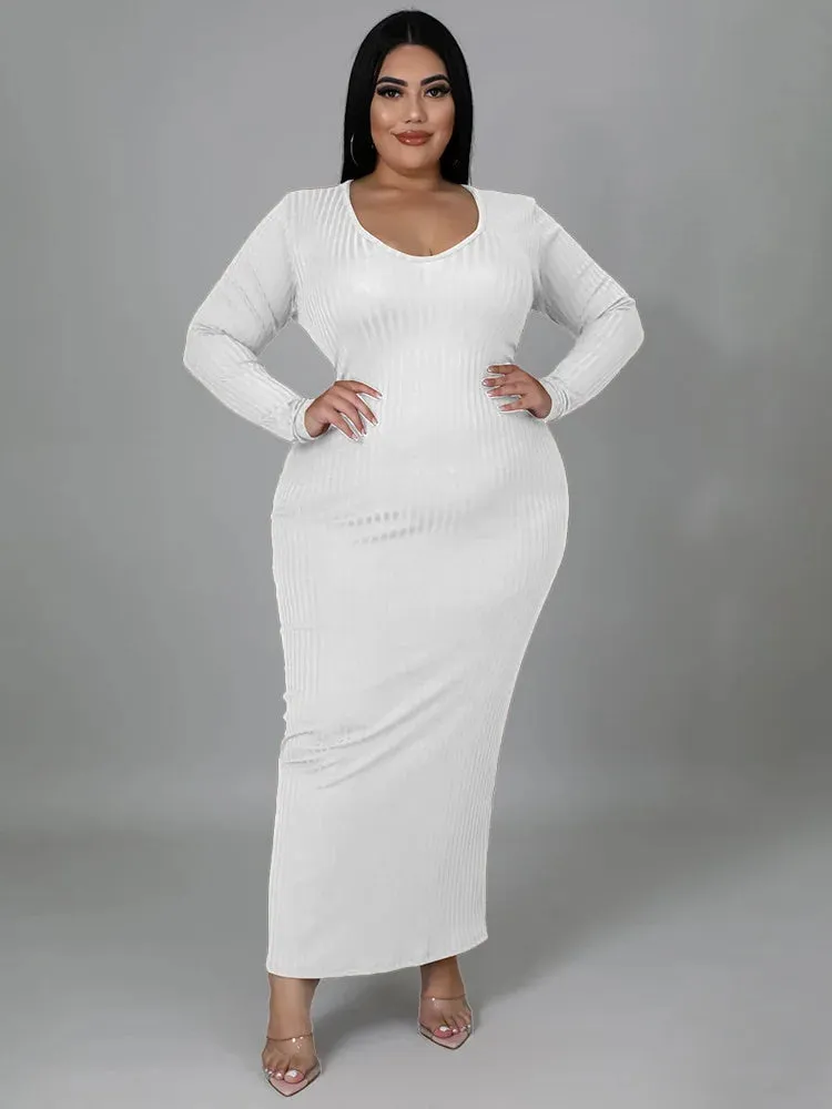 Wmstar Plus Size Women Dresses 5xl Super Stretch Ribbing Sexy Hollow Out Back Bandage Elegant Maxi Dress Wholesale Dropshipping