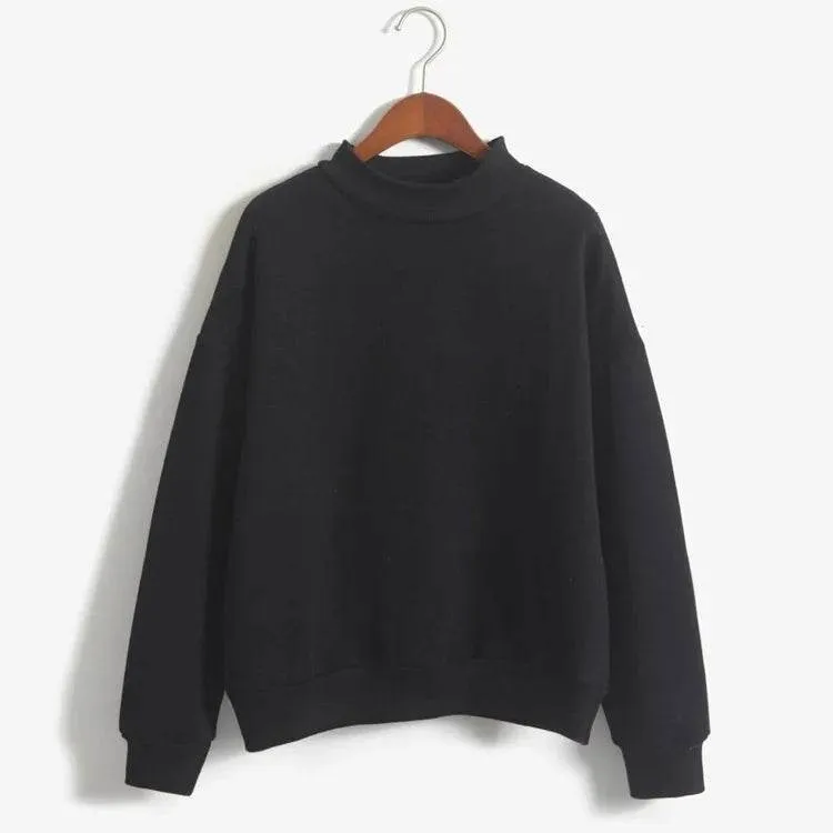 Women 2023 Autumn Turtlencek Pullover Female Long Sleeve Loose Solid Colour Hoodies Winter Casual Tops Sweatshirt Ropa De Mujer