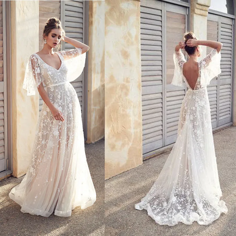 Women long Dress Sexy Deep V Neck Casual Party