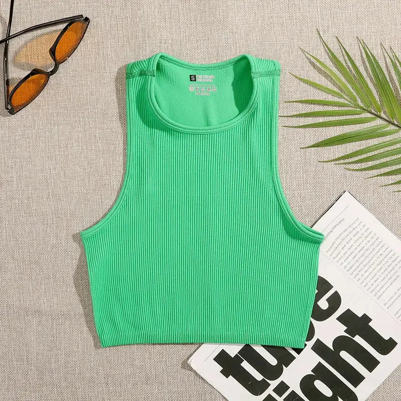 Women's Solid Basic Rib-Knit Crop Top Tank