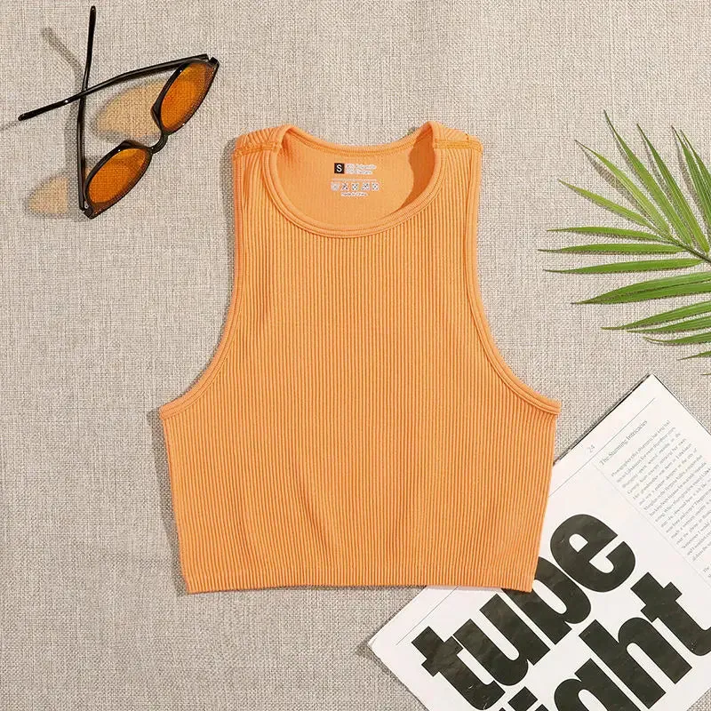 Women's Solid Basic Rib-Knit Crop Top Tank