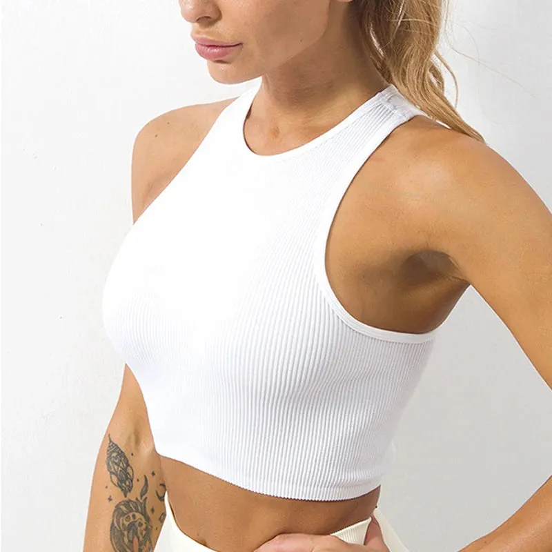 Women's Solid Basic Rib-Knit Crop Top Tank