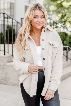 Wonderful Soul Beige Sherpa Shacket FINAL SALE