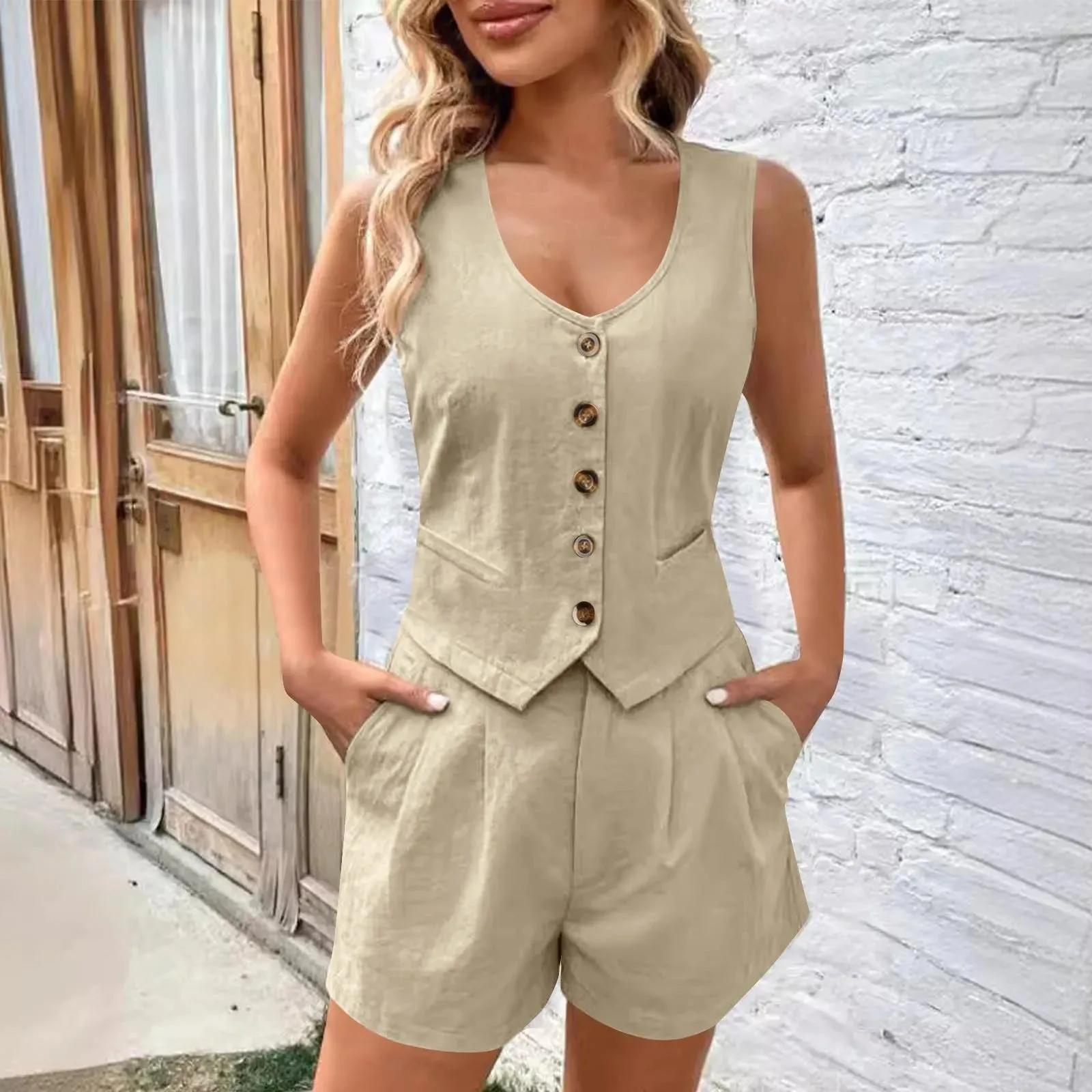Work Pants Sets Women Summer Elegant Blouse Loose Wide Leg Bottom Two Pieces Suit Lightweight Solid Plus Size Woman Swimsuit