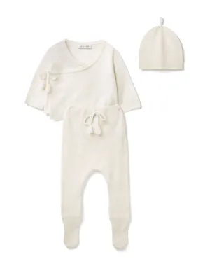 Wrap Top, Leggings & Tassel Hat Set - Snow White