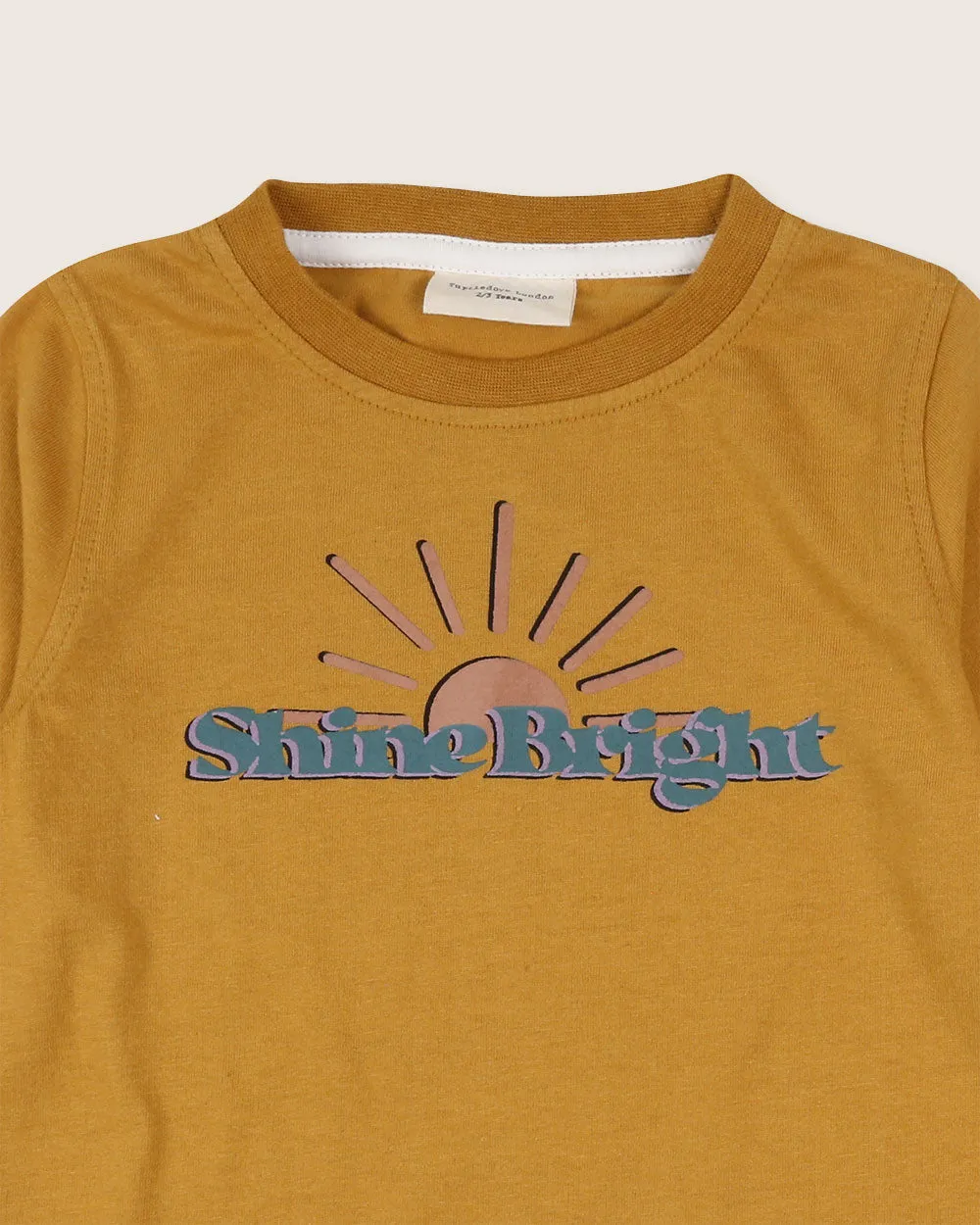 Yellow Shine Bright Slogan Print Top